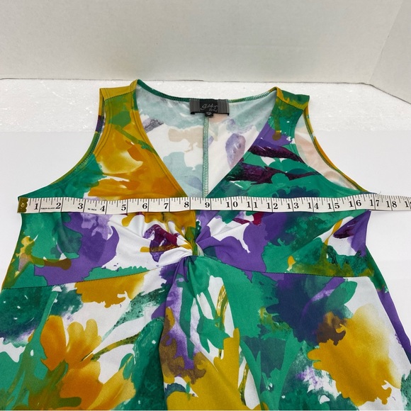 Slinky Brand Medium Maxi Dress Sleeveless Floral Watercolor Brush Print Stretch - Picture 7 of 13